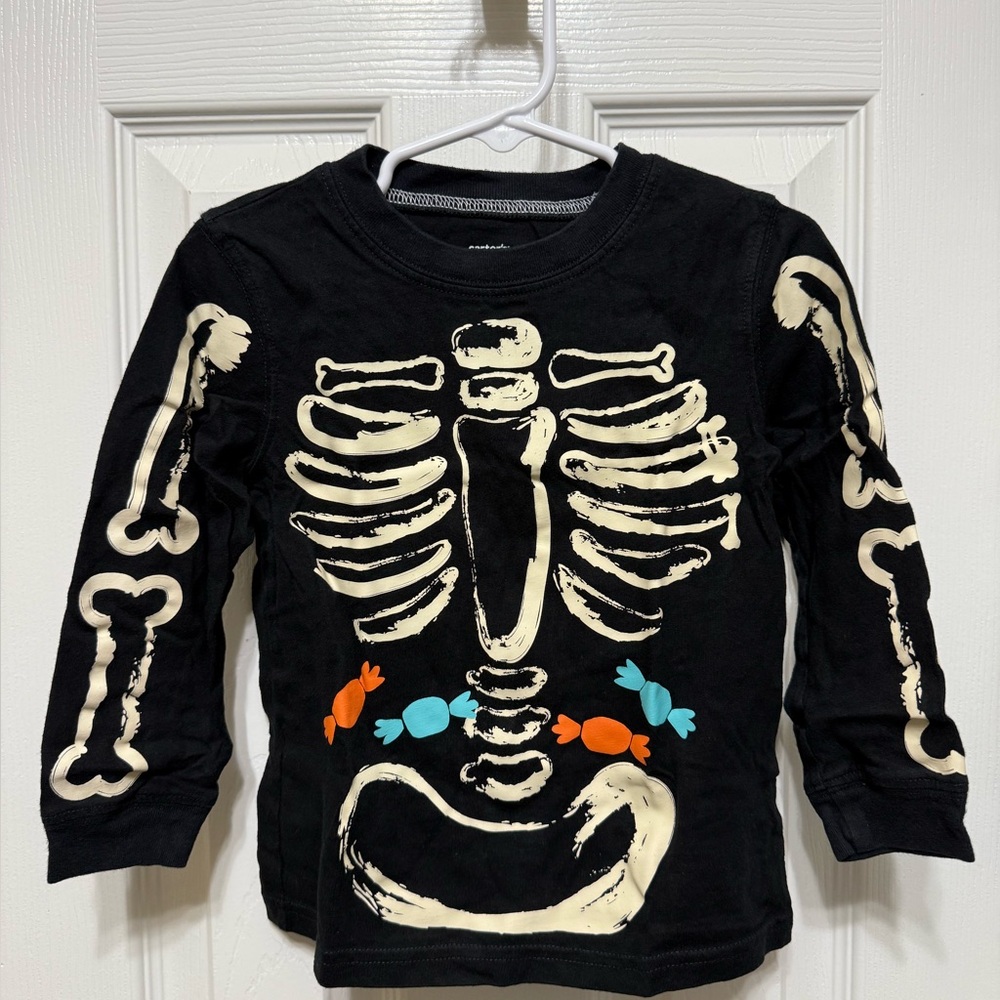 Carter's Black Skeleton Long Sleeve Tee Glow in the Dark! 3T
